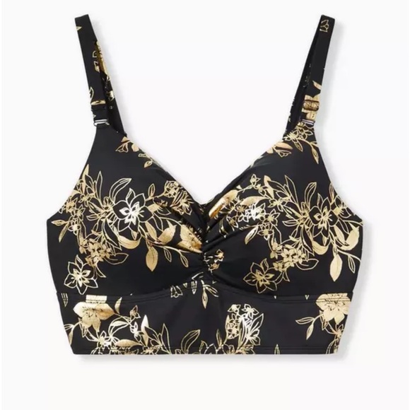 Torrid Wireless Everyday Bra Bikini Top 1X D/DD  black gold - Picture 1 of 10